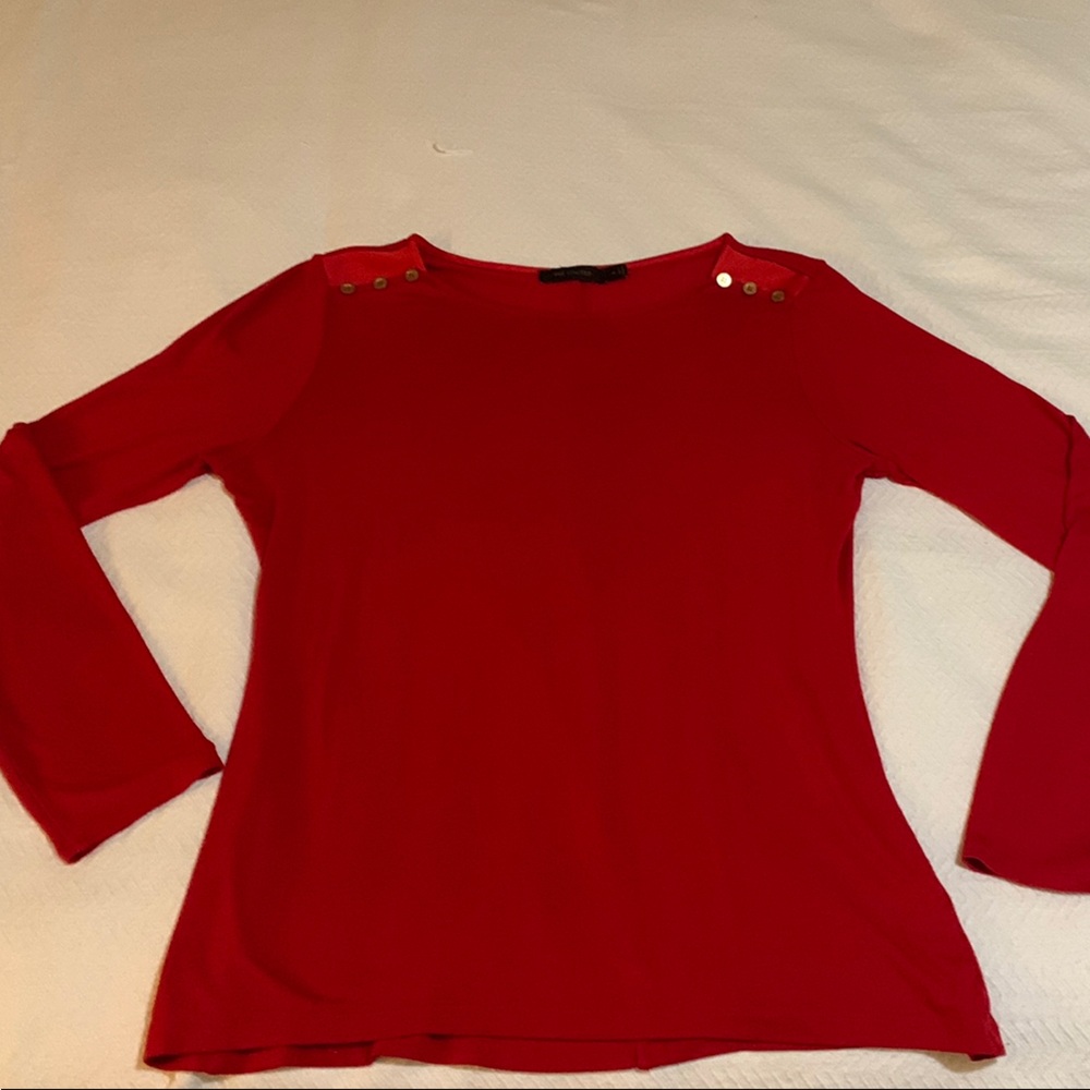 The Limited Red Fitted Long Sleeve Blouse